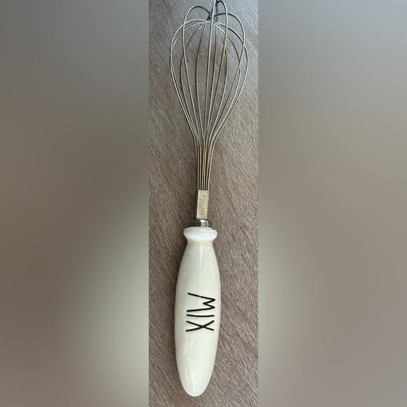 Rae Dunn Ceramic Handle Whisk with White and Silver Design - Picture 1 of 3
